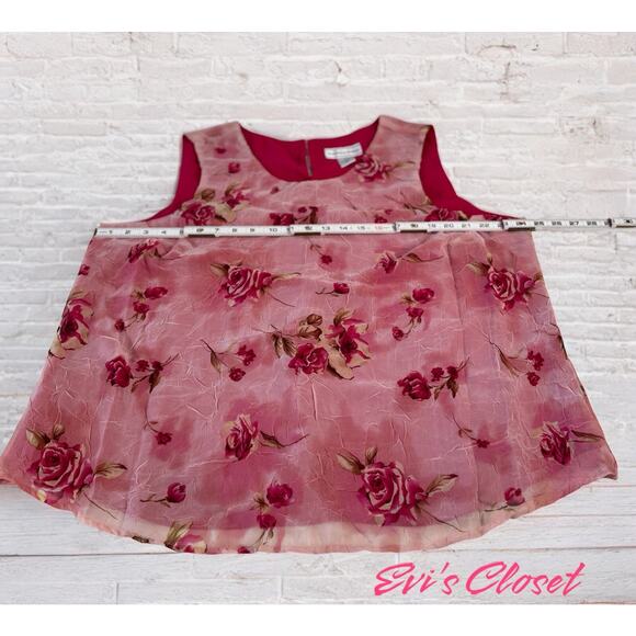 August Max Woman Pink Floral Rose Boho Cottage Core Top Sleeveless Sz 20 - Picture 7 of 10